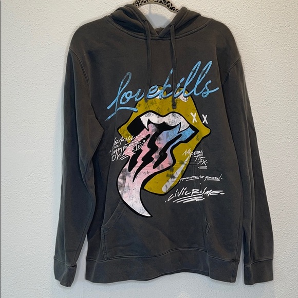 CIVIL REGIME Tops - CIVIL REGIME GRAY GRAPHIC HOODIE